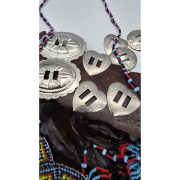 Vtg Native American Style Seed Bead Jewelry, Shank Buttons, Concho, Craft.. - Picture 10 of 16